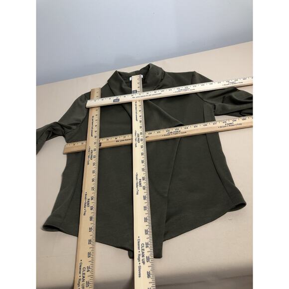 Candies Women Blouse Medium 3/4 Sleeve Waterfall Open Front Jacket Blazer Green - Picture 5 of 7